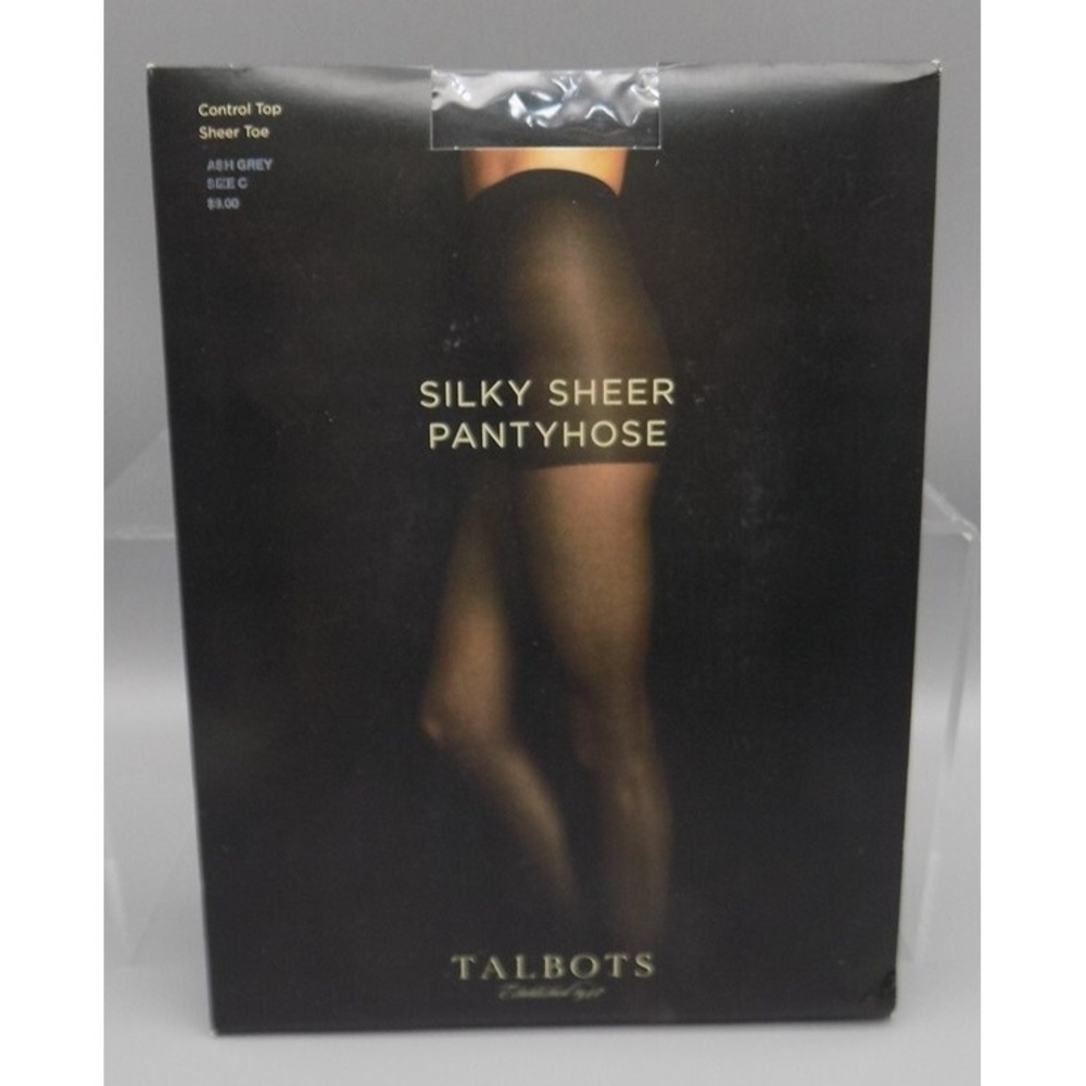New Talbots Silky Sheer Pantyhose Size C Sealed Ash Grey Unused Vintage Drag